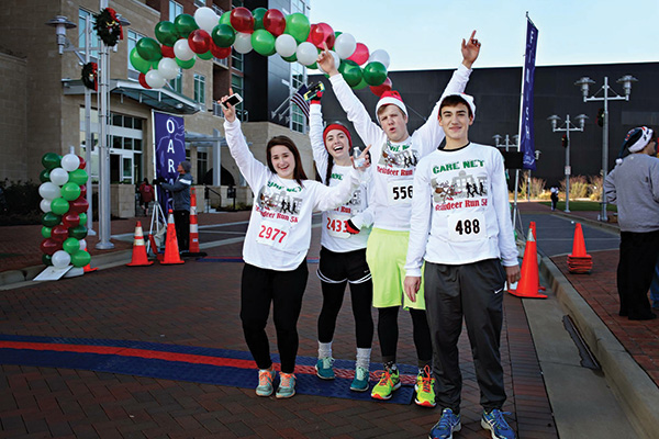 Runners at finish line of Carenet Reindeer Run 5K