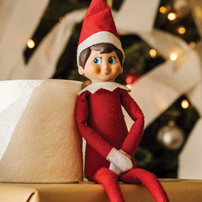 Elf on the Shelf with toilet paper