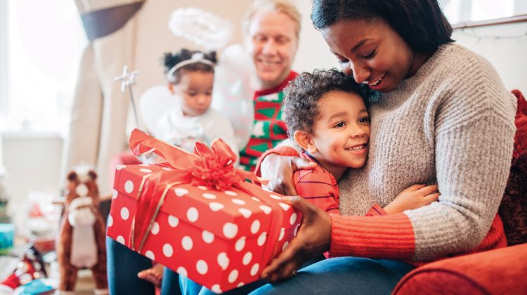 family on christmas morning