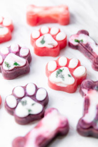 Purple and red homemade dog treats