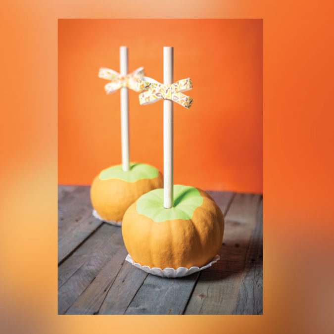 DIY pumpkin craft that looks like caramel apple