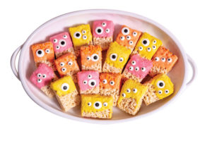 Rice krispie treats that look like little monsters